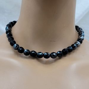 Signed Carole Black Faceted AB beads Necklace Choker